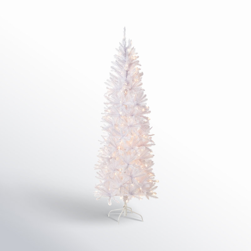 National Tree Company Kingswood Fir White Pencil Tree with Clear Lights